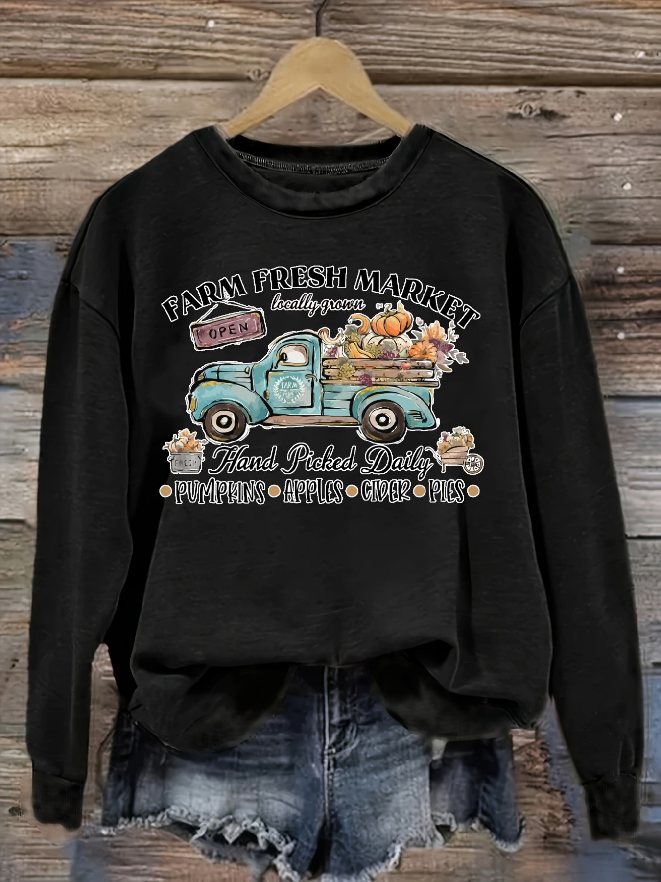 Farming & Agriculture Word Stacks - Camiseta Feminina Casual de Manga Longa